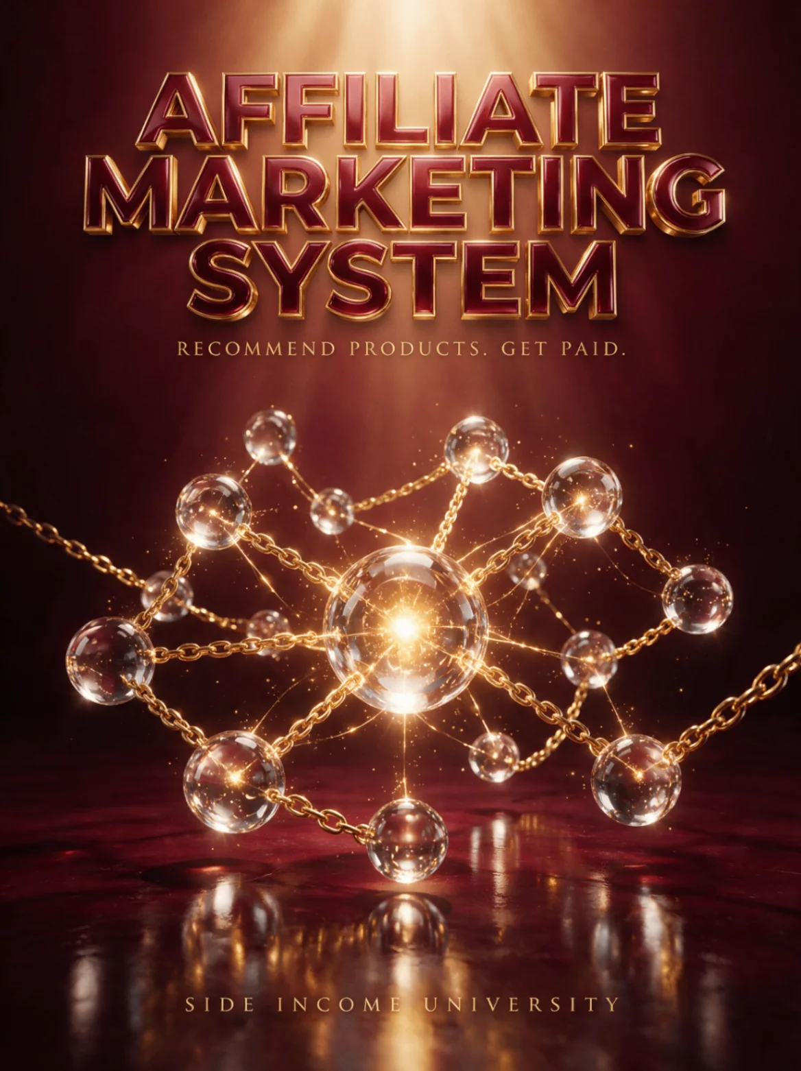 Affiliate Marketing System course cover, Recommend products, get paid.